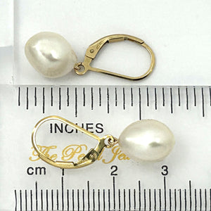 9100935 14K GOLD FILLED PLAIN LEVER BACK WHITE BAROQUE PEARL DANGLE EARRINGS