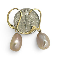 Load image into Gallery viewer, 14k Gold Filled Pink Baroque Pearl Leverback Earrings
