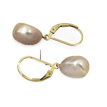 Load image into Gallery viewer, 14k Gold Filled Pink Baroque Pearl Leverback Earrings