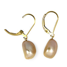 Load image into Gallery viewer, 14k Gold Filled Pink Baroque Pearl Leverback Earrings