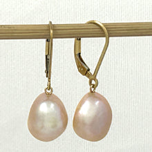 Load image into Gallery viewer, 9100937 14K GOLD FILLED PLAIN LEVER BACK PINK BAROQUE PEARL DANGLE EARRINGS