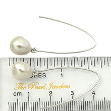 Load image into Gallery viewer, Sterling Silver V-Wire White Baroque Pearl Dangle Hook Earrings