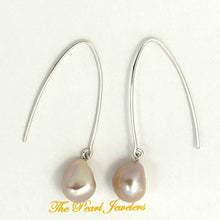 Load image into Gallery viewer, 9100942 SILVER 925 V SHAPED WIRE PINK BAROQUE PEARL DANGLE HOOK EARRINGS