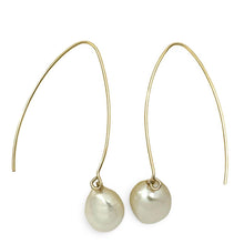 Load image into Gallery viewer, 14k Gold Filled V-Wire White Baroque Pearl Dangle Earrings