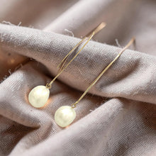 Load image into Gallery viewer, 14k Gold Filled V-Wire White Baroque Pearl Dangle Earrings