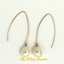 Load image into Gallery viewer, 9100945 14K GOLD FILLED V SHAPED WIRE WHITE BAROQUE PEARL DANGLE EARRINGS