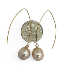 Load image into Gallery viewer, 14k Gold Filled V-Wire Pink Baroque Pearl Dangle Earrings