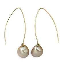 Load image into Gallery viewer, 14k Gold Filled V-Wire Pink Baroque Pearl Dangle Earrings
