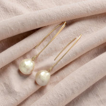 Load image into Gallery viewer, 14k Gold Filled V-Wire Pink Baroque Pearl Dangle Earrings