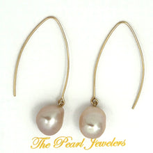 Load image into Gallery viewer, 9100947 14K GOLD FILLED V SHAPED WIRE PINK BAROQUE PEARL DANGLE EARRINGS