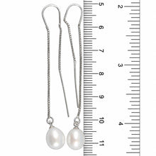 Load image into Gallery viewer, Sterling Silver Threader White Pearl Drop Earrings