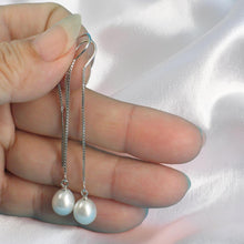 Load image into Gallery viewer, Sterling Silver Threader White Pearl Drop Earrings