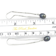 Load image into Gallery viewer, Sterling Silver Threader Black Pearl Drop Earrings
