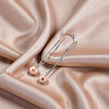 Load image into Gallery viewer, Sterling Silver Box Chain Threader Pink Pearl Earrings