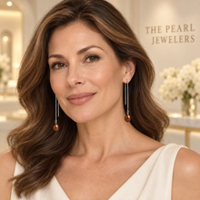 Load image into Gallery viewer, Sterling Silver Box Chain Threader Chocolate Pearl Earrings