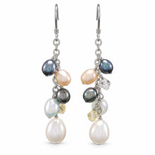 Load image into Gallery viewer, Sterling Silver O Chain White Pearl Max Size Dangle Earrings