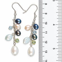 Load image into Gallery viewer, Sterling Silver O Chain White Pearl Max Size Dangle Earrings
