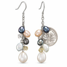 Load image into Gallery viewer, Sterling Silver O Chain White Pearl Max Size Dangle Earrings