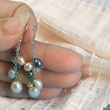 Load image into Gallery viewer, Sterling Silver O Chain White Pearl Max Size Dangle Earrings