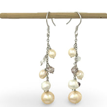Load image into Gallery viewer, Sterling Silver O Chain Pink Pearl Max Size Dangle Earrings