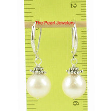 Load image into Gallery viewer, Sterling Silver Leverback Bali Bead White Nucleus Pearl Earrings