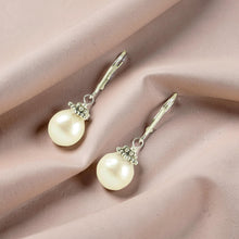Load image into Gallery viewer, Sterling Silver Leverback Bali Bead White Nucleus Pearl Earrings
