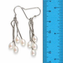Load image into Gallery viewer, Sterling Silver Box Chain Hook White Pearl Waterfall Earrings