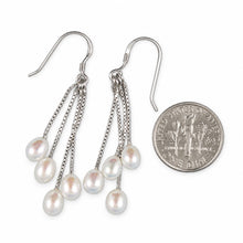 Load image into Gallery viewer, Sterling Silver Box Chain Hook White Pearl Waterfall Earrings