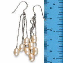 Load image into Gallery viewer, Sterling Silver Box Chain Hook Pink Pearl Waterfall Earrings