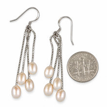 Load image into Gallery viewer, Sterling Silver Box Chain Hook Pink Pearl Waterfall Earrings