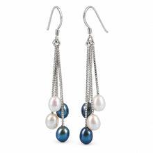 Load image into Gallery viewer, Sterling Silver Box Chain Hook Multicolor Pearl Waterfall Earrings