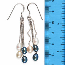 Load image into Gallery viewer, Sterling Silver Box Chain Hook Multicolor Pearl Waterfall Earrings