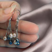 Load image into Gallery viewer, Sterling Silver Box Chain Hook Multicolor Pearl Waterfall Earrings