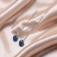 Load image into Gallery viewer, Sterling Silver Box Chain Black Pearl Earrings