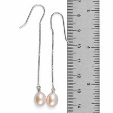 Load image into Gallery viewer, Sterling Silver Box Chain Hook Pink Pearl Dangle Earrings