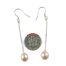Load image into Gallery viewer, Sterling Silver Box Chain Hook Pink Pearl Dangle Earrings