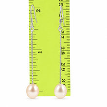 Load image into Gallery viewer, Sterling Silver Box Chain Hook Pink Pearl Dangle Earrings