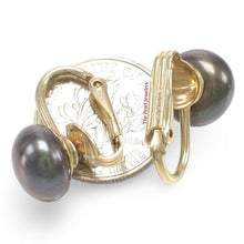 Load image into Gallery viewer, 14k Gold Filled Clip-On Black Pearl Earrings (Non-Pierced)