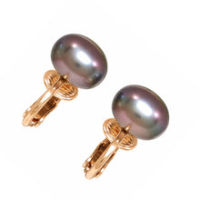 Load image into Gallery viewer, 14k Gold Filled Clip-On Black Pearl Earrings (Non-Pierced)