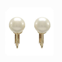Load image into Gallery viewer, 14k Gold Filled Clip-On White Pearl Earrings (Non-Pierced)