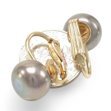 Load image into Gallery viewer, 14K Gold Filled Clip-On Black Pearl Earrings (Non-Pierced)
