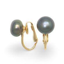 Load image into Gallery viewer, 14K Gold Filled Clip-On Black Pearl Earrings (Non-Pierced)