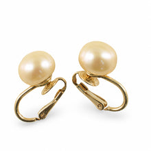 Load image into Gallery viewer, 14K Gold Filled Clip-On Peach Pink Pearl Earrings (Non-Pierced)