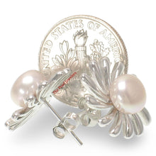 Load image into Gallery viewer, Sterling Silver Sunburst Pink Pearl Stud Earrings