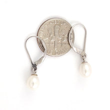 Load image into Gallery viewer, Sterling Silver .925 White Freshwater Pearl Leverback Dangle Earrings