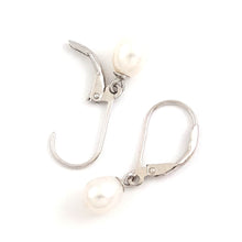 Load image into Gallery viewer, Sterling Silver .925 White Freshwater Pearl Leverback Dangle Earrings