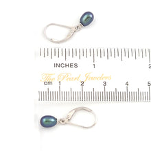 Load image into Gallery viewer, Sterling Silver .925 Peacock Blue Freshwater Pearl Leverback Dangle Earrings