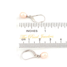 Load image into Gallery viewer, Sterling Silver .925 Pink-Peach Freshwater Pearl Leverback Dangle Earrings