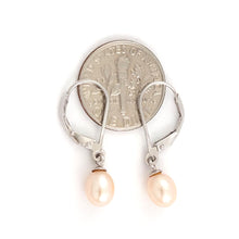 Load image into Gallery viewer, Sterling Silver .925 Pink-Peach Freshwater Pearl Leverback Dangle Earrings