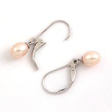Load image into Gallery viewer, Sterling Silver .925 Pink-Peach Freshwater Pearl Leverback Dangle Earrings
